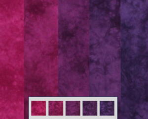 hand dyed gradient of quilting cotton in shades of purple from plum to violet